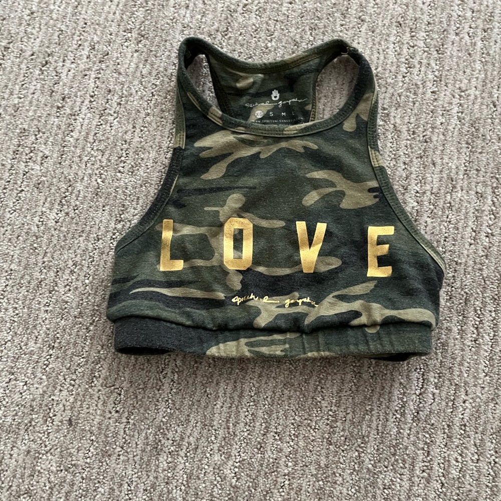 Spiritual Gangster Camo LOVE Athletic Bra